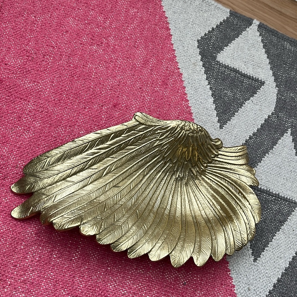 Nate Berkus Metal Angel Wing Gold Brass Bronze Catch All Dish
